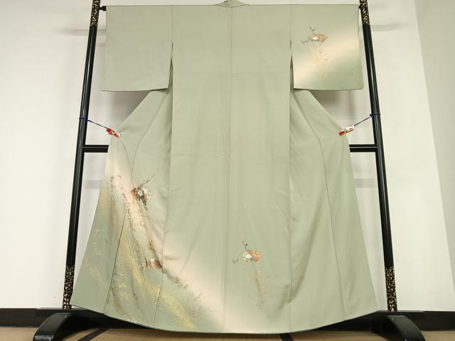 平和屋着物●訪問着 地紙枝花文 暈し染め 金彩 高島屋扱い 正絹 逸品 AABC4854zg