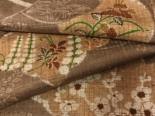 平和屋着物●上質な紬 草花文 正絹 逸品 AABC4877zg