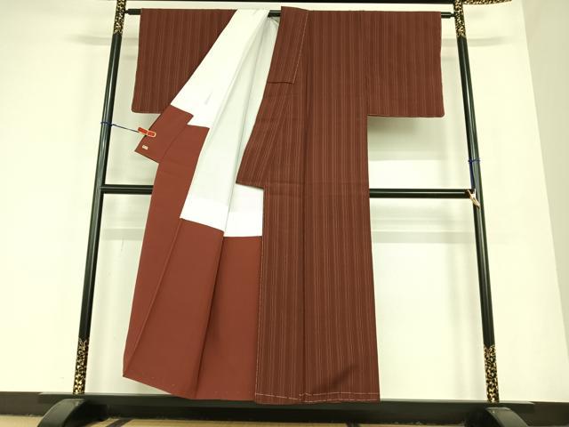 平和屋着物●お召 間道 三越扱い 正絹 逸品 未使用 AABC4906zg