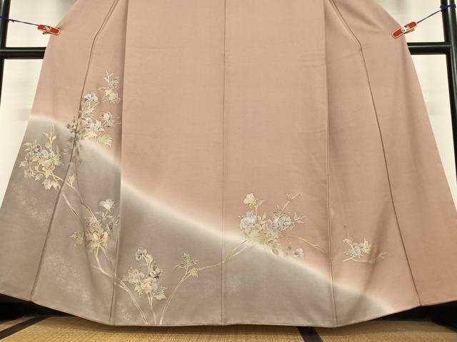 平和屋着物●訪問着 枝花文 暈し染め 金彩 正絹 逸品 AABC4915zg