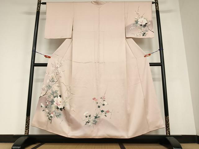平和屋着物●訪問着 友禅 草花文 枝梅 暈し染め 正絹 逸品 AABC4972zg