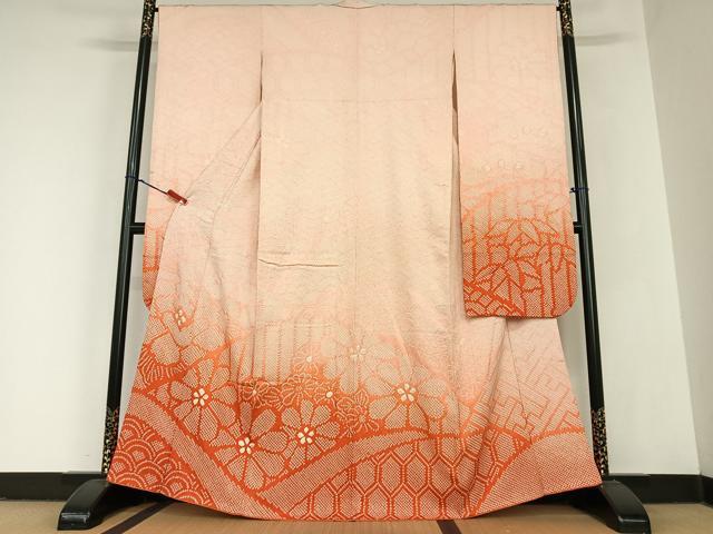 平和屋着物●豪華振袖 絞り 舞花文 正絹 逸品 AABC5119zg