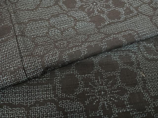 平和屋着物●結城紬 80亀甲 色紙花文 正絹 逸品 未使用 AABC5141zg