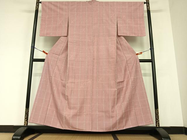 平和屋着物●上質な紬 格子 飛鳥文 正絹 逸品 AABC5147zg