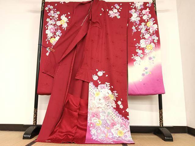 平和屋着物●豪華振袖 蔓帯花文 暈し染め 金彩 仮絵羽 逸品 未使用 AABC5190zg