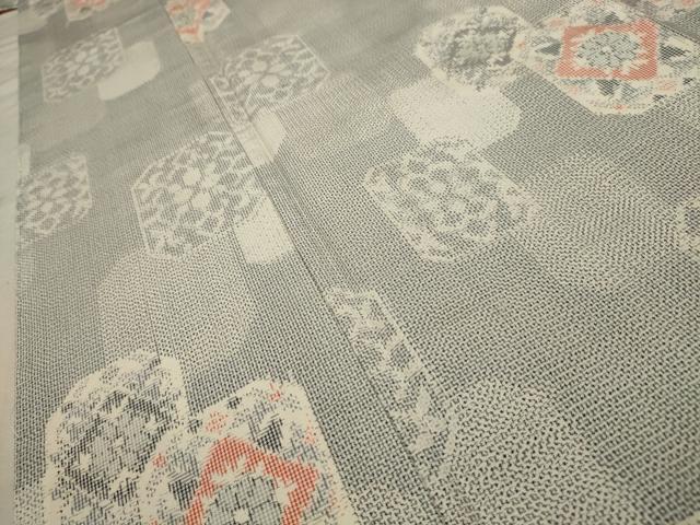 平和屋着物■上質な紬 色紙花文 正絹 逸品 AABC5290sx