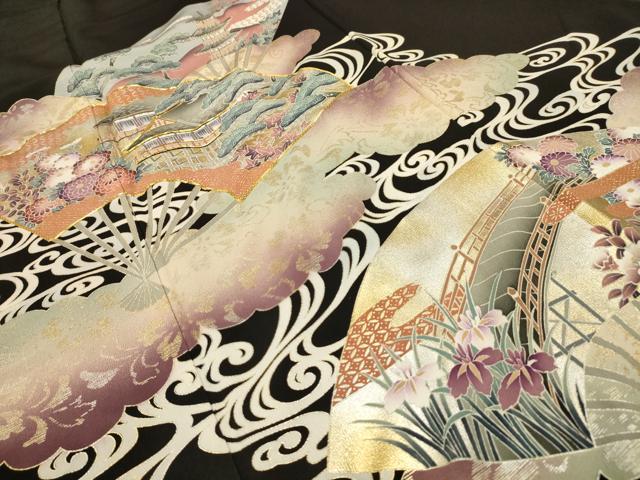 平和屋着物■豪華黒留袖 駒刺繍 流水扇面風景文 金銀彩 正絹 逸品 AABC5291sx