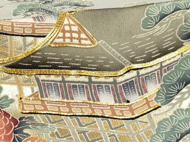 平和屋着物■豪華黒留袖 駒刺繍 流水扇面風景文 金銀彩 正絹 逸品 AABC5291sx