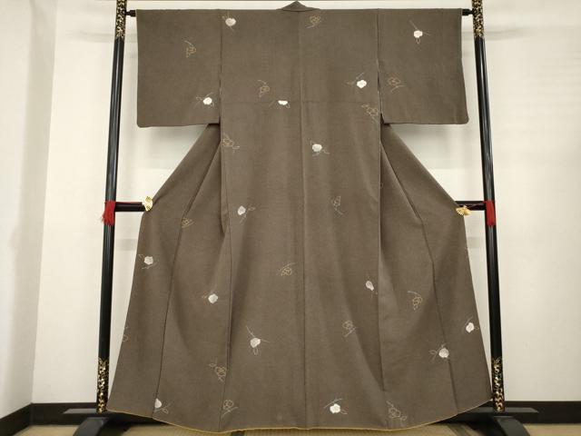 平和屋着物●上質な小紋 舞花文 金彩 正絹 逸品 AABC5627ck