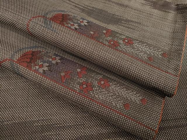 平和屋着物●本場大島紬 カタス7マルキ 霞花文 やまと誂製 正絹 逸品 AABC5630ck