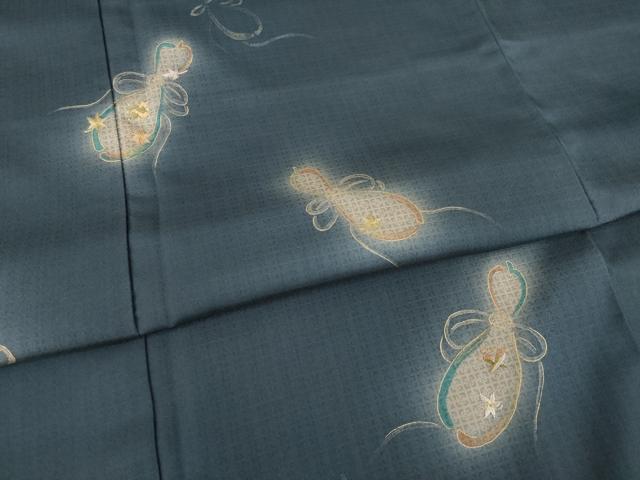 平和屋着物●京の名門・菱屋六右ェ門 紬 訪問着 刺繍 瓢箪 暈し染め 金彩 正絹 逸品 AABC5647ck