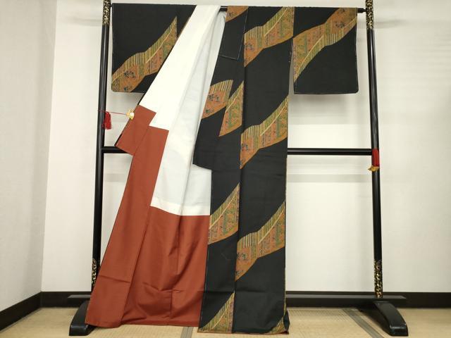 平和屋着物●上質な小紋 紬地 有栖川文様 正絹 逸品 未使用 AABC5651ck