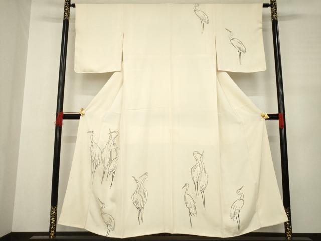 平和屋着物●訪問着 手描き 群鳥 金彩 正絹 逸品 未使用 AABC5666ck