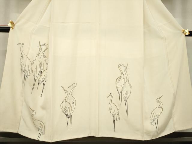 平和屋着物●訪問着 手描き 群鳥 金彩 正絹 逸品 未使用 AABC5666ck