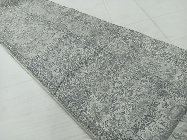 平和屋着物◎六通柄袋帯 更紗花文 正絹 逸品 AABC5858uk