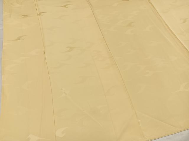 平和屋着物●上質な色無地 飛鶴地紋 蜂蜜色 正絹 逸品 AABC6059ph