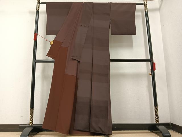 平和屋着物●上質な小紋 横段文 正絹 逸品 AABC6070ph