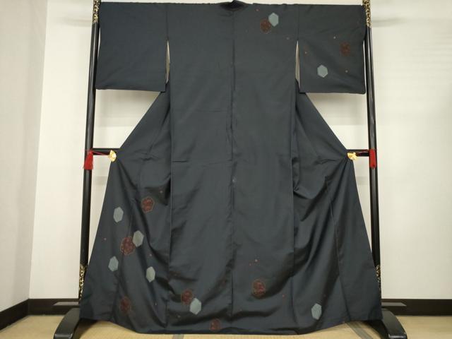 平和屋着物●本場大島紬 訪問着 絞り 亀甲花文 正絹 逸品 AABC6083ck