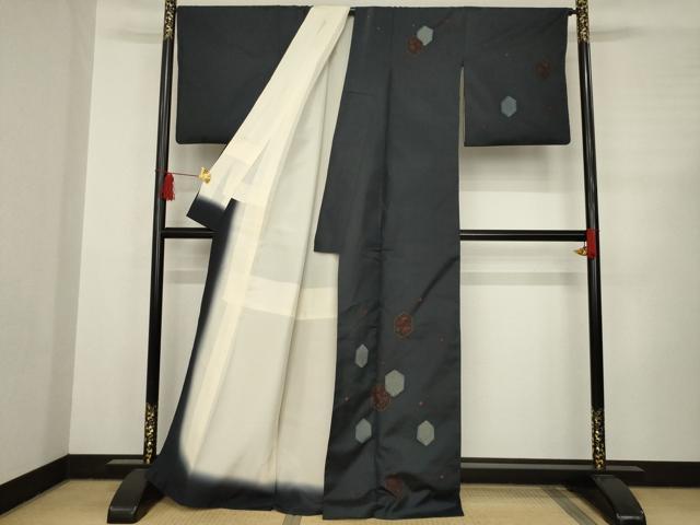 平和屋着物●本場大島紬 訪問着 絞り 亀甲花文 正絹 逸品 AABC6083ck