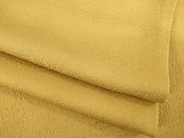 平和屋着物○上質な色無地 松地紋 黄土色 正絹 逸品 AABC6093ck