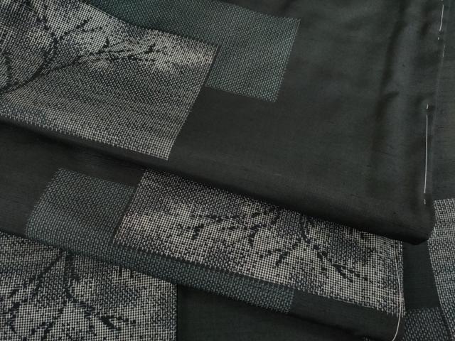 平和屋着物●上質な紬 色紙重ね風景文 黒地 正絹 逸品 AABC6106ck