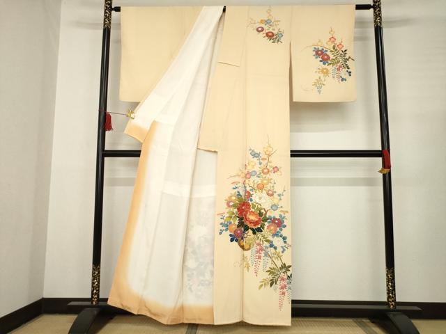 平和屋着物●訪問着 友禅 作家物 花車文 正絹 逸品 AABC6112ck