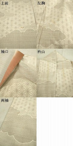 平和屋着物●本場大島紬 白大島 カタス7マルキ 雲重ね麻の葉文 正絹 逸品 AABC6114ck