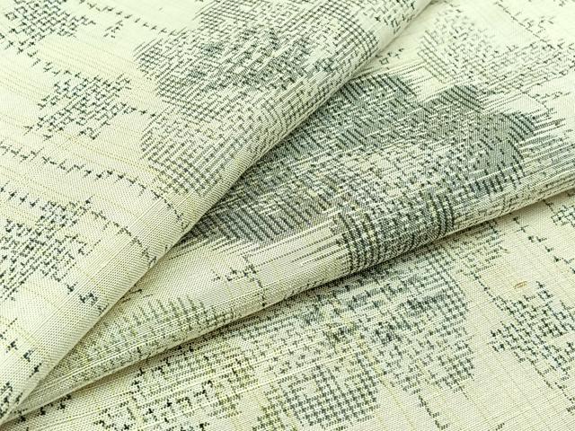 平和屋着物▽上質な紬 単衣 草花文 正絹 逸品 AABC6172jh