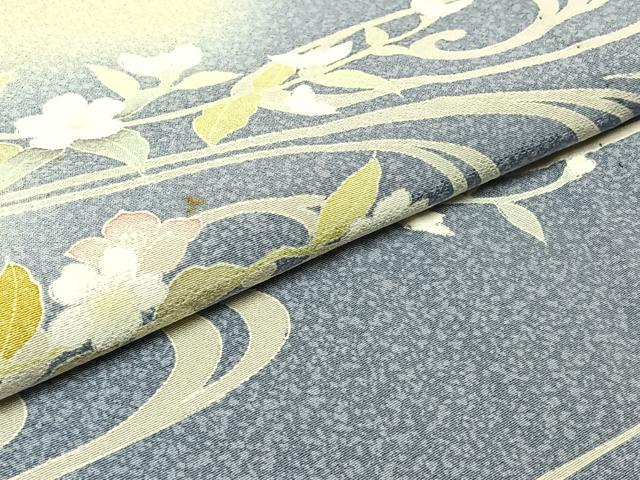 平和屋着物▽訪問着 単衣 流水花車文 暈し染め 正絹 逸品 AABC6187jh