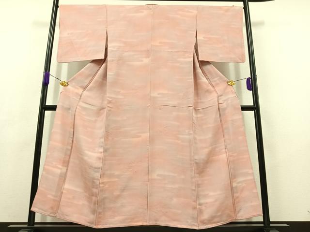 平和屋着物▽上質な小紋 単衣 霞文 暈し染め 正絹 逸品 AABC6188jh