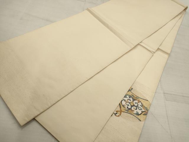 平和屋着物▼太鼓柄袋帯 吉祥花丸文 金糸 正絹 逸品 AABC6399wj
