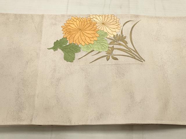 平和屋着物▼総刺繍 袋帯 草花文 金糸 正絹 逸品 AABC6581wj