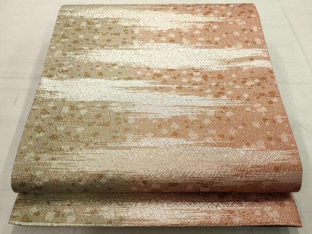 平和屋着物▼六通柄袋帯 霞文 銀糸 正絹 逸品 AABC6631wj