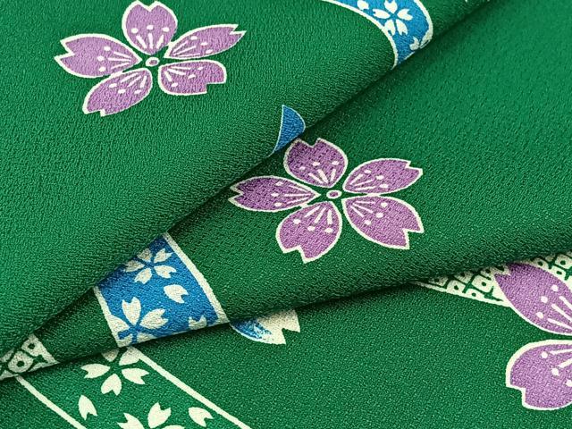 平和屋着物▽小紋 単衣 舞桜文 洗える着物 AABC6762jh
