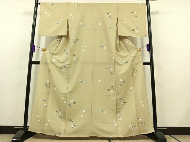 平和屋着物▽小紋 単衣 舞花文 洗える着物 AABC6763jh