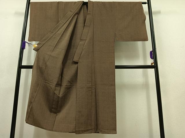 平和屋着物▽男性 紬 単衣 縞 正絹 逸品 AABC6769jh
