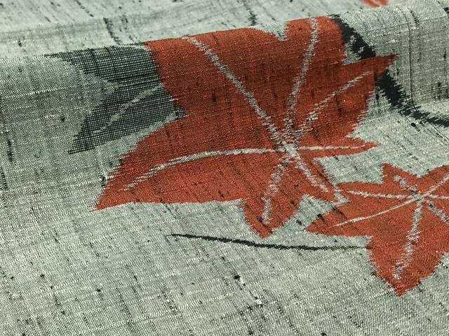 平和屋着物▽上質な紬 単衣 楓 正絹 逸品 AABC6787jh