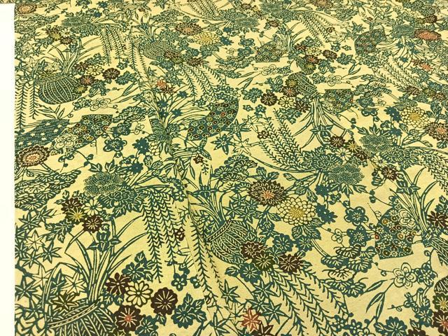平和屋着物▽上質な紬 単衣 型染め 飾花文 正絹 逸品 未使用 AABC6794jh