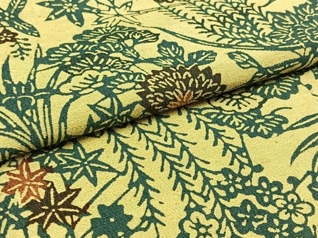 平和屋着物▽上質な紬 単衣 型染め 飾花文 正絹 逸品 未使用 AABC6794jh