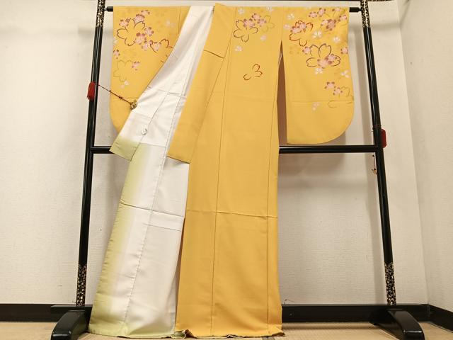 平和屋着物●小振袖 二尺袖 舞桜 洗える着物 AABC6821ph