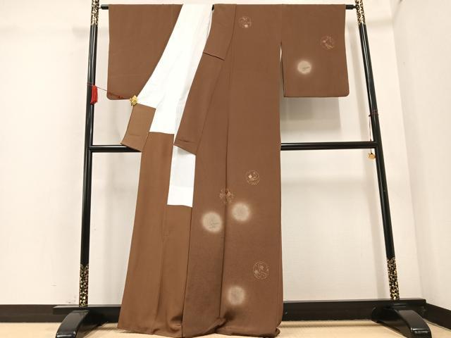 平和屋着物●訪問着 雪輪花文 暈し染め 鬼しぼ縮緬 正絹 逸品 AABC6847ph