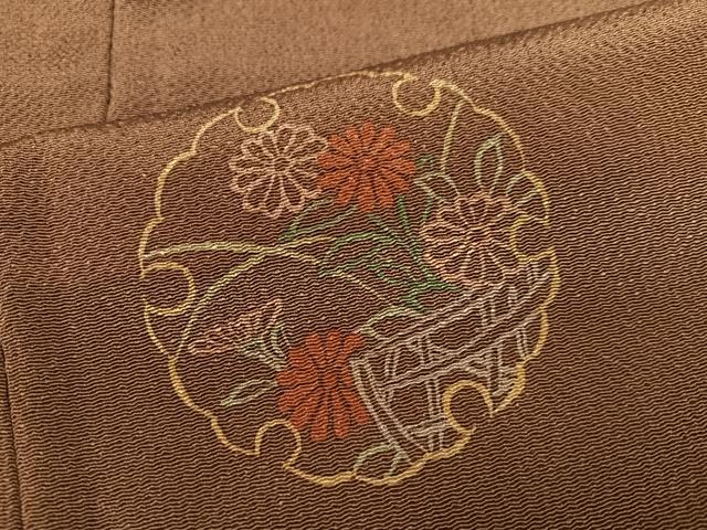平和屋着物●訪問着 雪輪花文 暈し染め 鬼しぼ縮緬 正絹 逸品 AABC6847ph