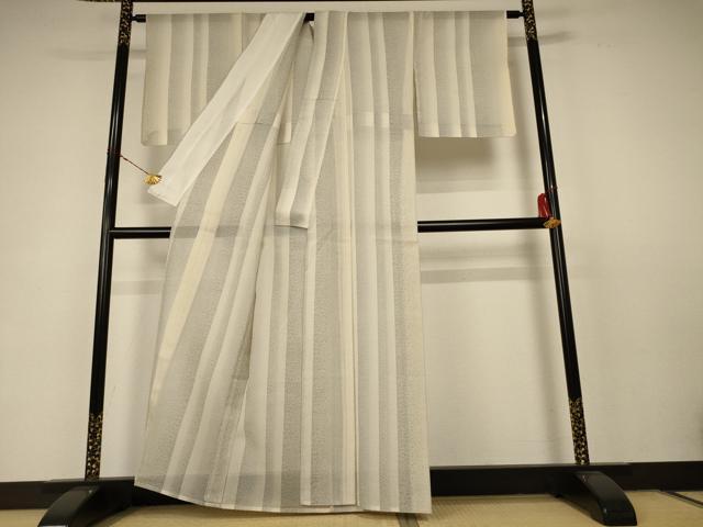 平和屋着物*夏物 本場大島紬 白大島 夏大島 縞 正絹 逸品 AABC6886jd