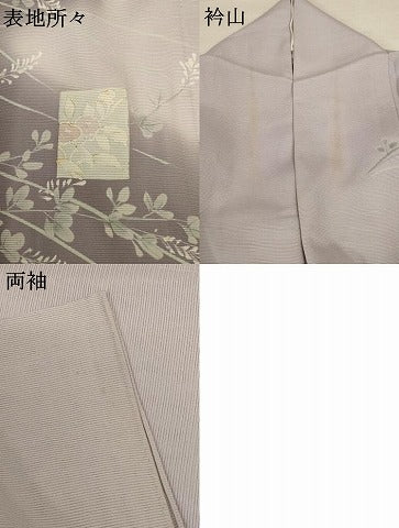 平和屋着物*夏物 訪問着 絽 色紙草花文 銀彩 正絹 逸品 AABC6888jd