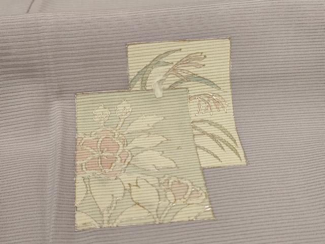 平和屋着物*夏物 訪問着 絽 色紙草花文 銀彩 正絹 逸品 AABC6888jd