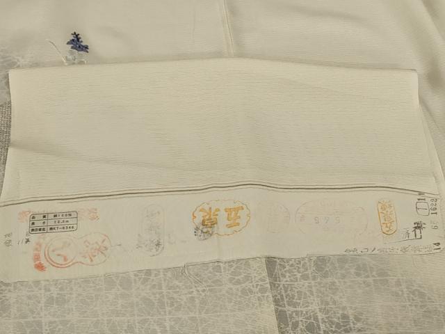 平和屋着物*夏物 訪問着 絽 刺繍 扇面草花文 銀糸 五泉 反端付き 正絹 逸品 AABC6906jd