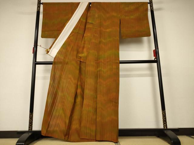 平和屋着物*夏物 小紋 紗 縞 正絹 逸品 AABC6917jd