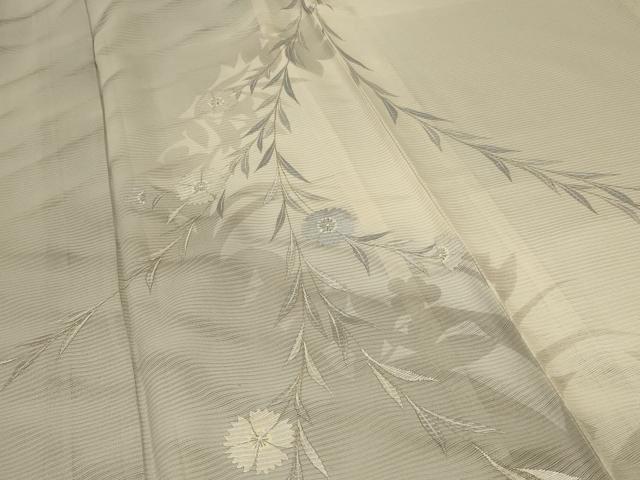 平和屋着物*夏物 訪問着 絽 草花文 暈し染め 銀彩 正絹 逸品 AABC6935jd
