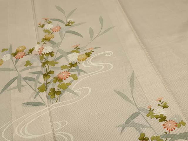 平和屋着物*夏物 訪問着 絽 流水草花文 正絹 逸品 AABC6939jd