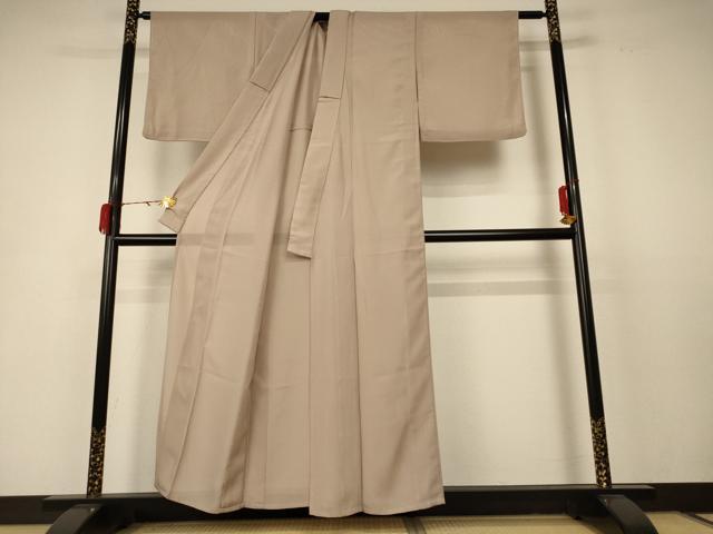 平和屋着物*夏物 色無地 縦絽 薄香色 正絹 逸品 AABC6946jd